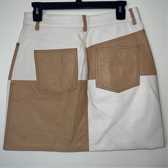 Song of Style Two-Tone Leather Mini Skirt - Cream and White - Picture 8 of 9